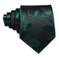 Beautiful Green Leaves In Matte Black Silk Tie Set