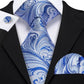 Premium Blue Tiny Flowers Silk Tie Set