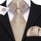 Beige Tiny Square with Black Diamonds Silk Tie Set