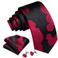 Beautiful Red Roses In Black Silk Tie Set