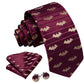 Premium Yellow Bat In Red Silk Tie Set