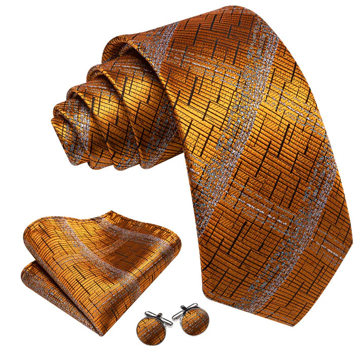 Premium Rusty Plaid Silk Tie Set