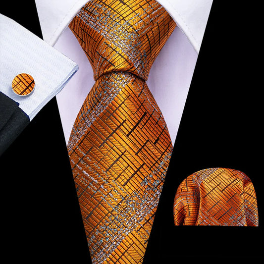 Premium Rusty Plaid Silk Tie Set