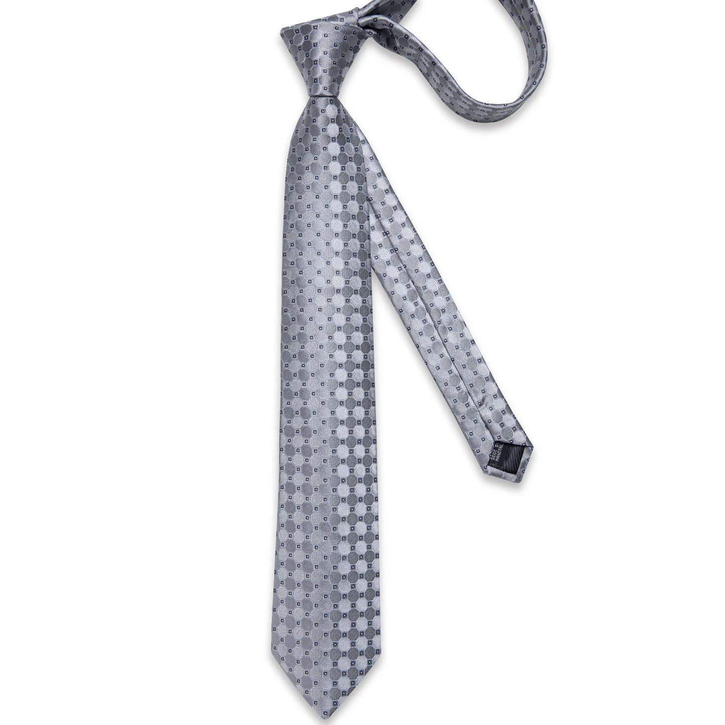 Silver and Gray Circle Silk Tie Set