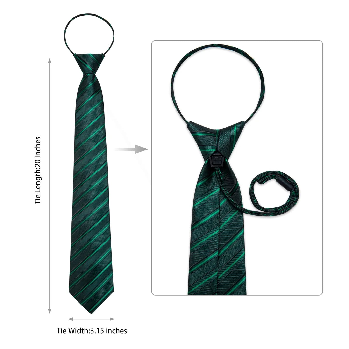 Premium Green Lines Silk Tie Set