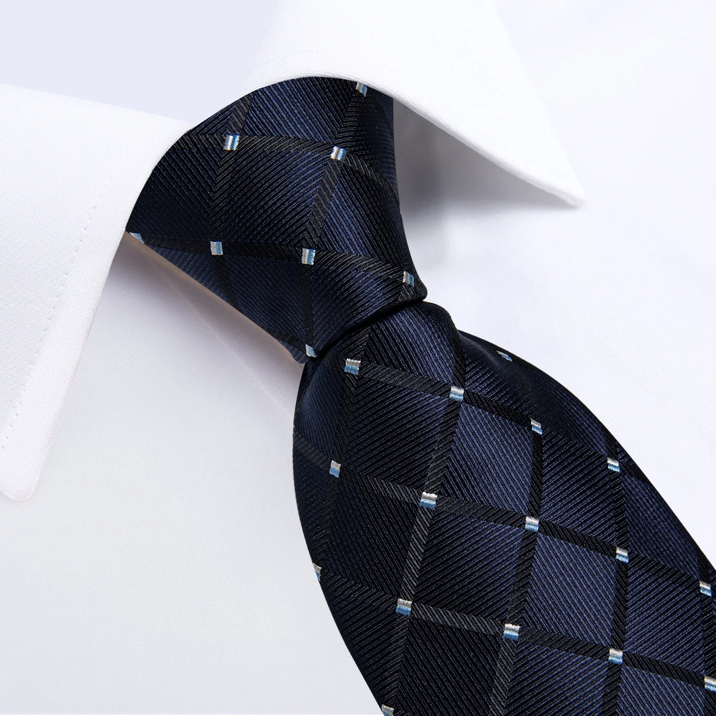 Dark Blue with White Dots Silk Tie Set