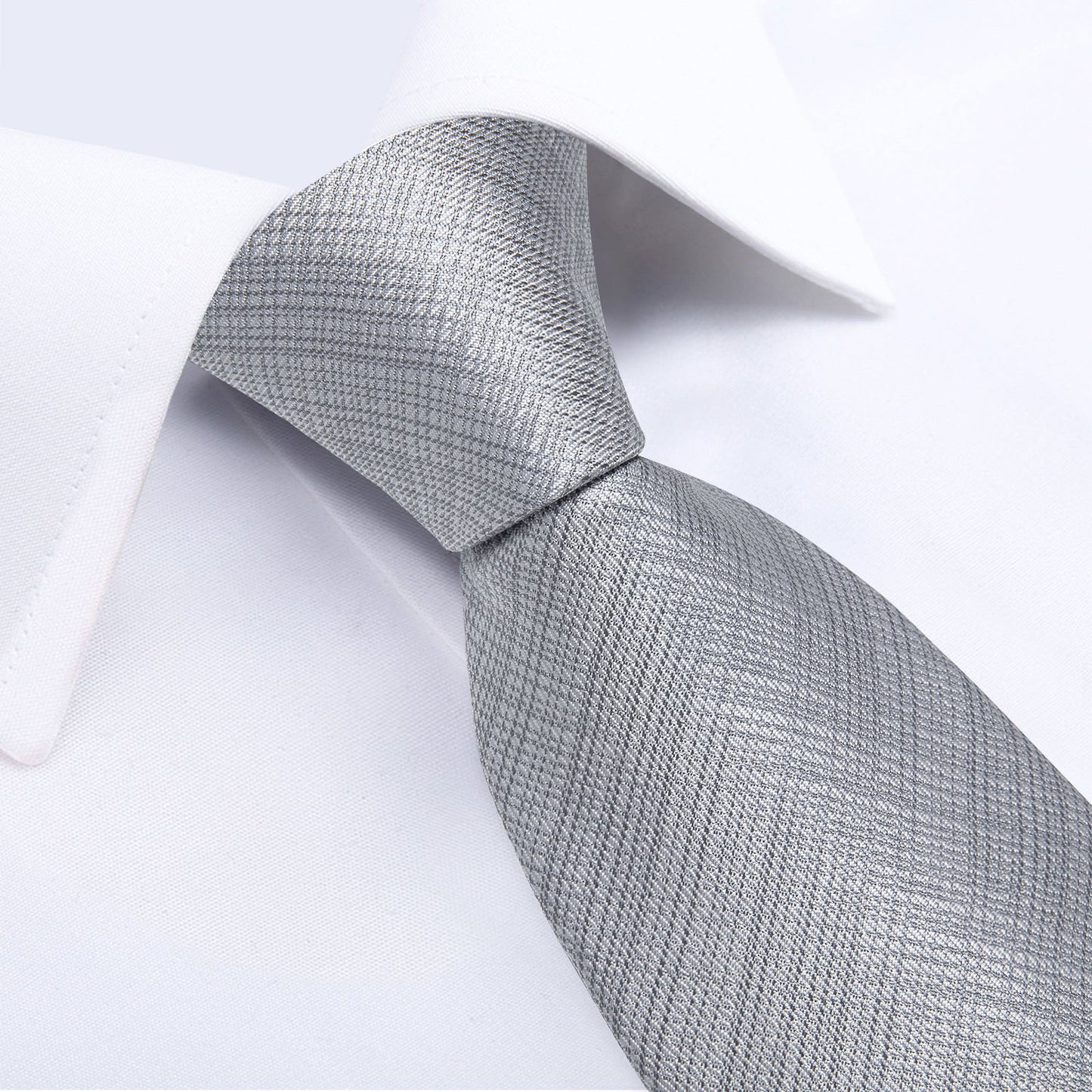 Classic Gray Plaid Silk Tie Set