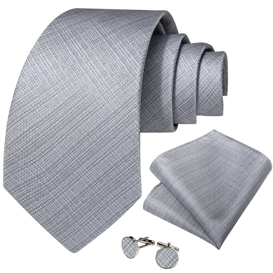 Classic Gray Plaid Silk Tie Set