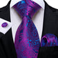 Purple Floral In Blue Silk Tie Set