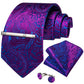 Purple Floral In Blue Silk Tie Set