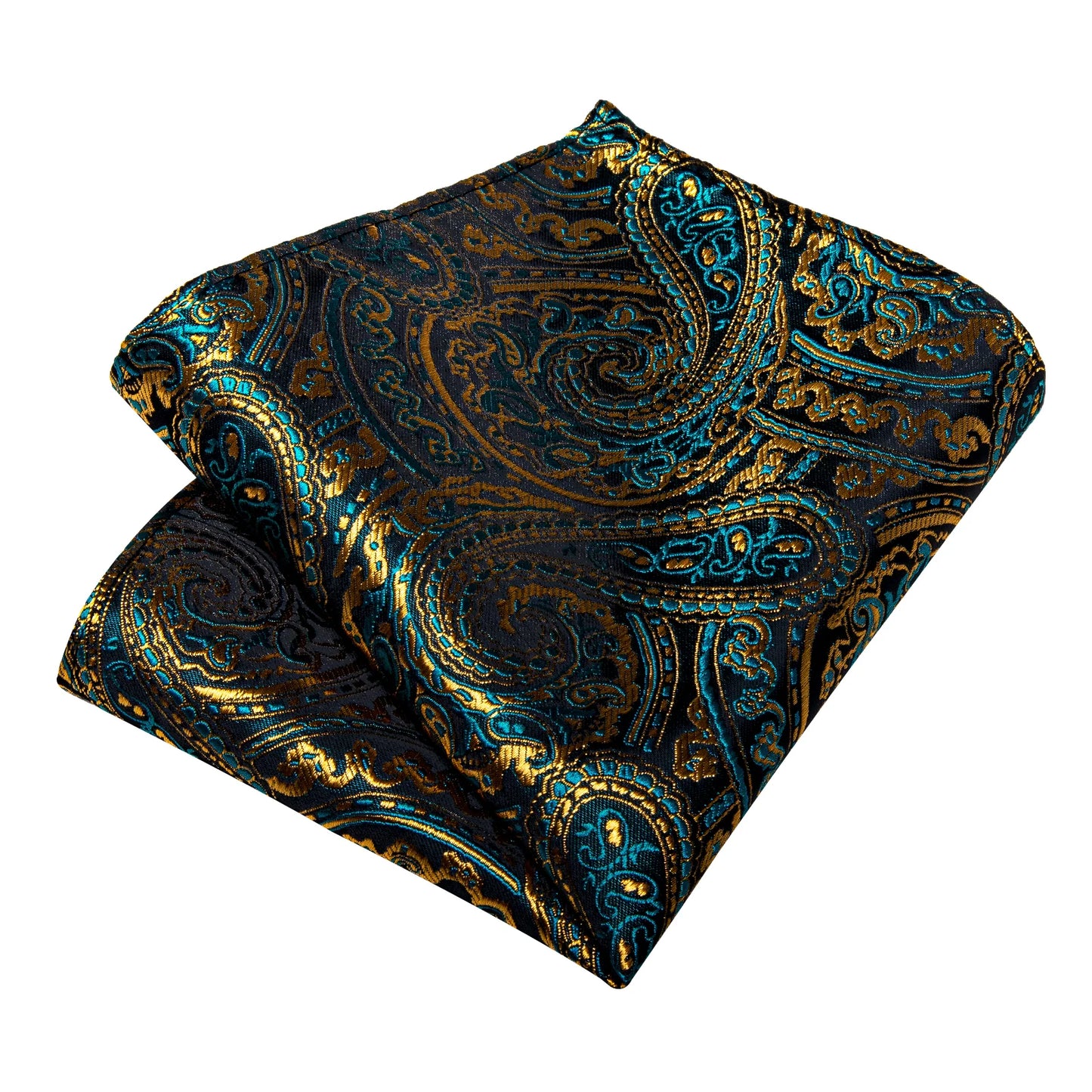 Green and Yellow Leaves paisley Silk Tie Set