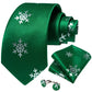 Snowflakes In Green Silk Tie Set