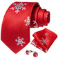 Snowflakes In Red Silk Tie Set