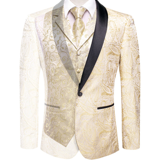 Champagne Floral Tuxedo Jacket - Masculine Clothes