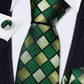 Premium Green Plaid Silk Tie Set