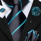 Luxury Blue Lines Silk Tie Set