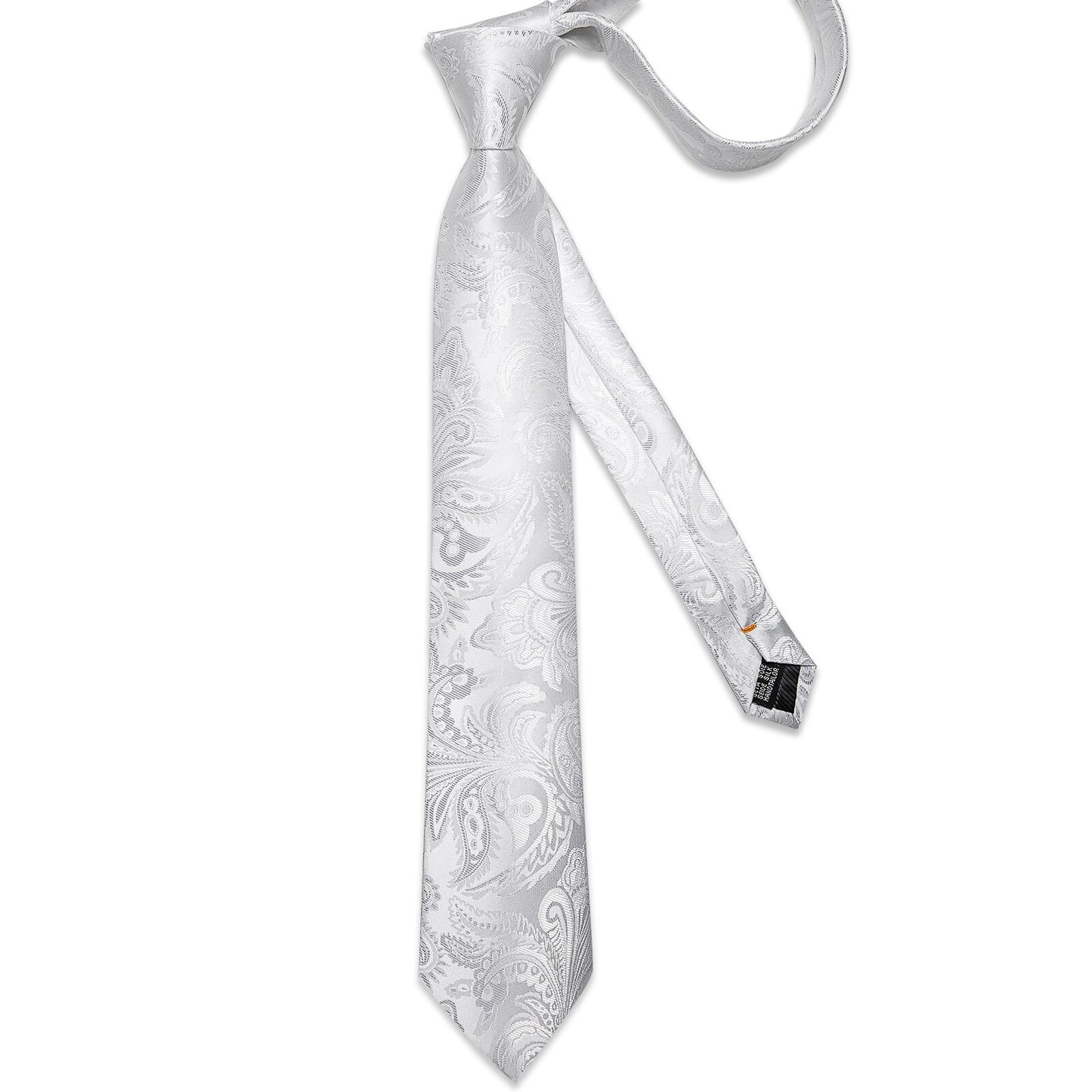 Wedding White Floral Silk Tie Set