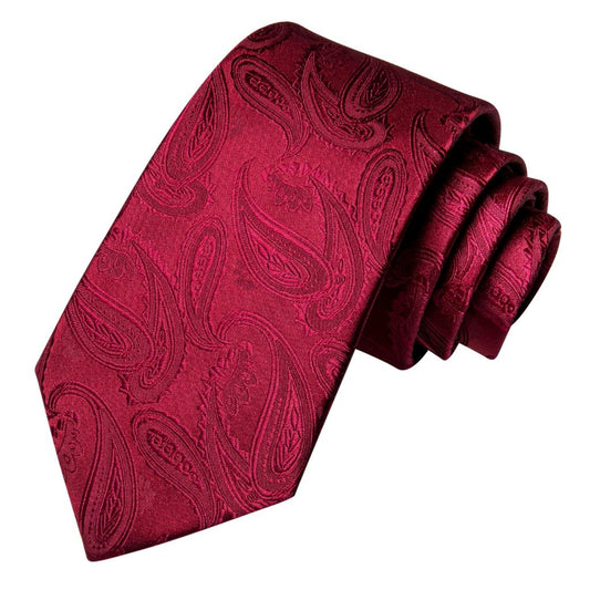 Luxury Red Leaves Silk Tie Set