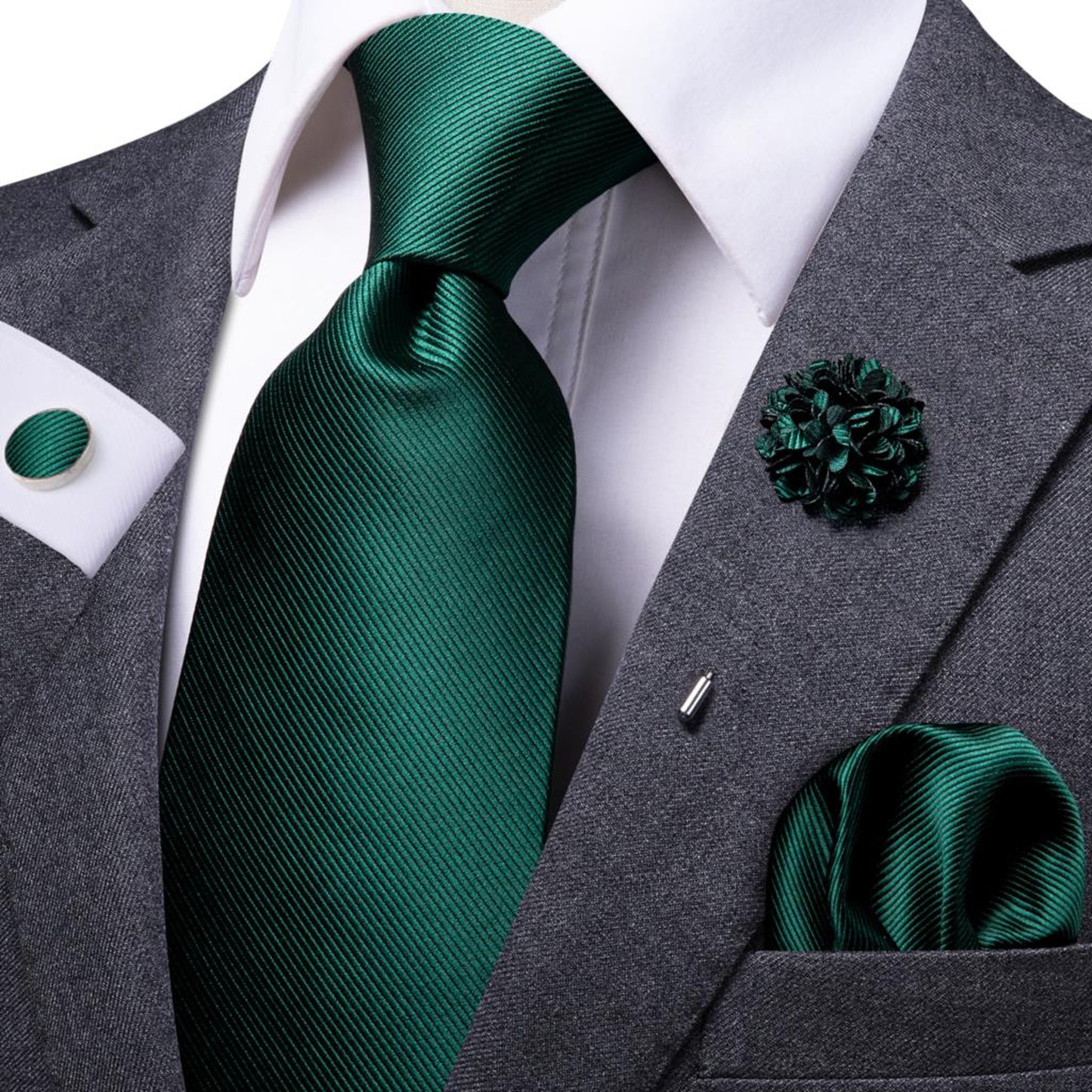 Forest Green Silk Tie Set