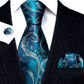 Luxury Teal Paisley Silk Tie Set