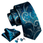 Luxury Teal Paisley Silk Tie Set