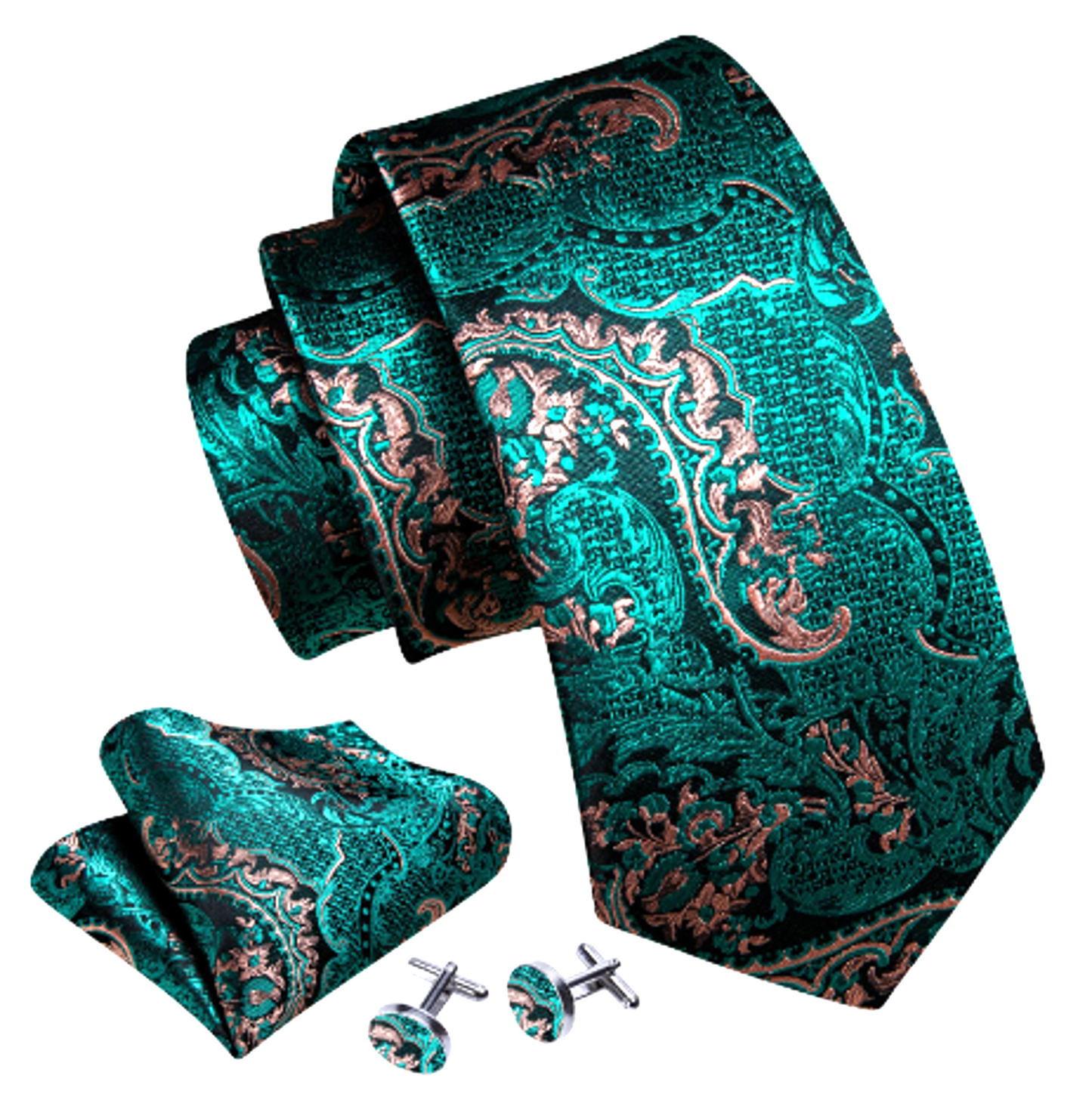 Luxury Green Leaves Silk Tie Set