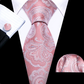 Premium Silver Flowers In Pink Silk Tie Set