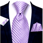 Luxury Tiny Squares In Purple Silk Tie Set