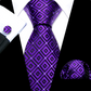 Premium Purple Diamond Shape Silk Tie Set