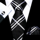 Premium White Plaid In Black Silk Tie Set