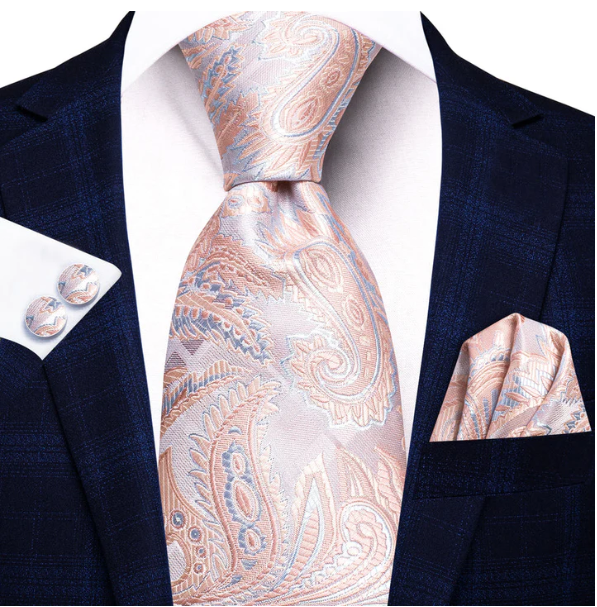 Pink and Sky Blue Paisley XL Tie Set