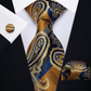 Premium Paisley Silk Tie, Pocket Square and Cufflinks