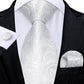 Wedding White Floral Silk Tie Set