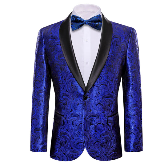 Blue Floral Tuxedo Jacket - Masculine Clothes