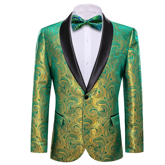 Yellow and Green Floral Tuxedo Jacket - Masculine Clothes