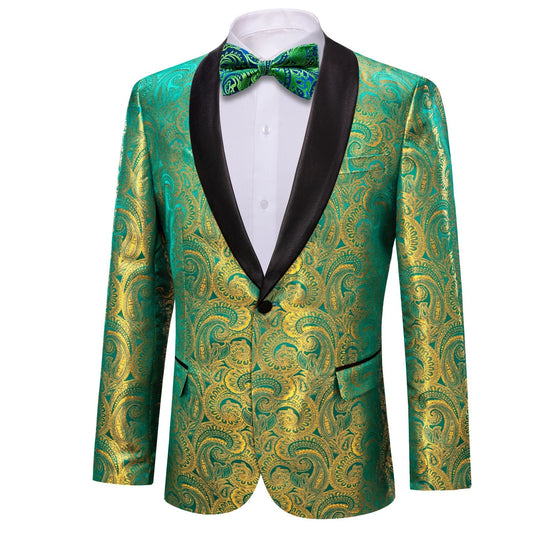 Yellow and Green Floral Tuxedo Jacket - Masculine Clothes
