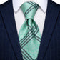 Premium Mint Green Checkered Silk, Tie Pocket and Square Cufflinks - Masculine Clothes