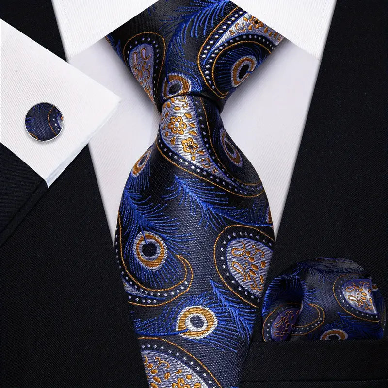 Premium Gold Eyes In Blue Tie Set