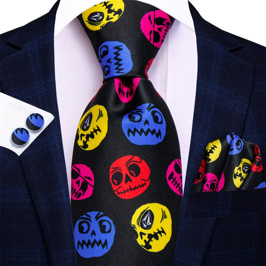 Halloween Skull In Black Necktie Set