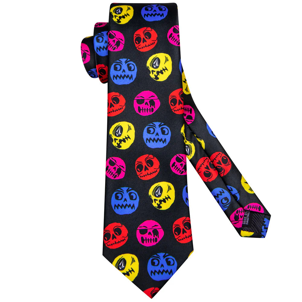 Halloween Skull In Black Necktie Set