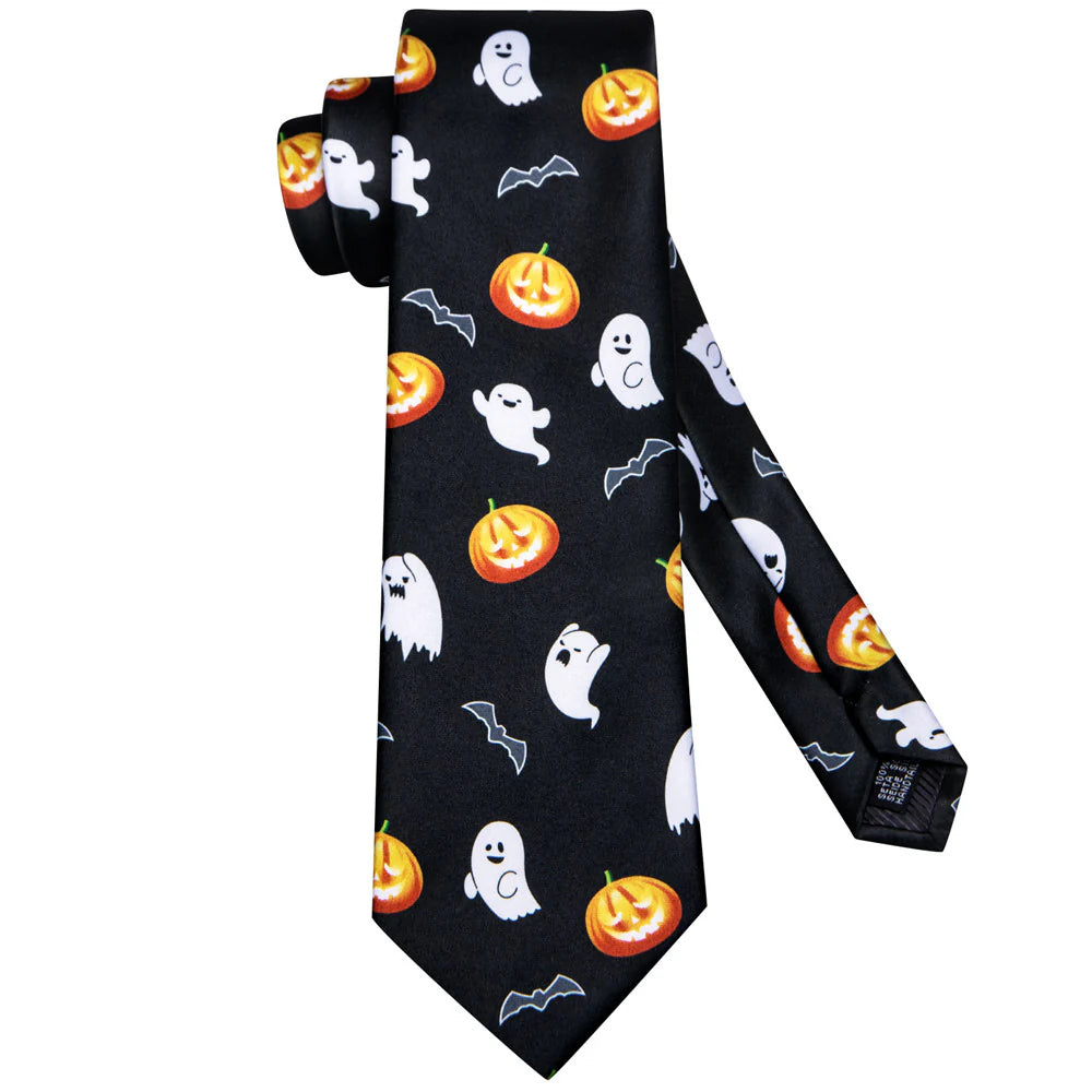 Halloween Tie Set with Ghost and Jack -O'- Lantern Design