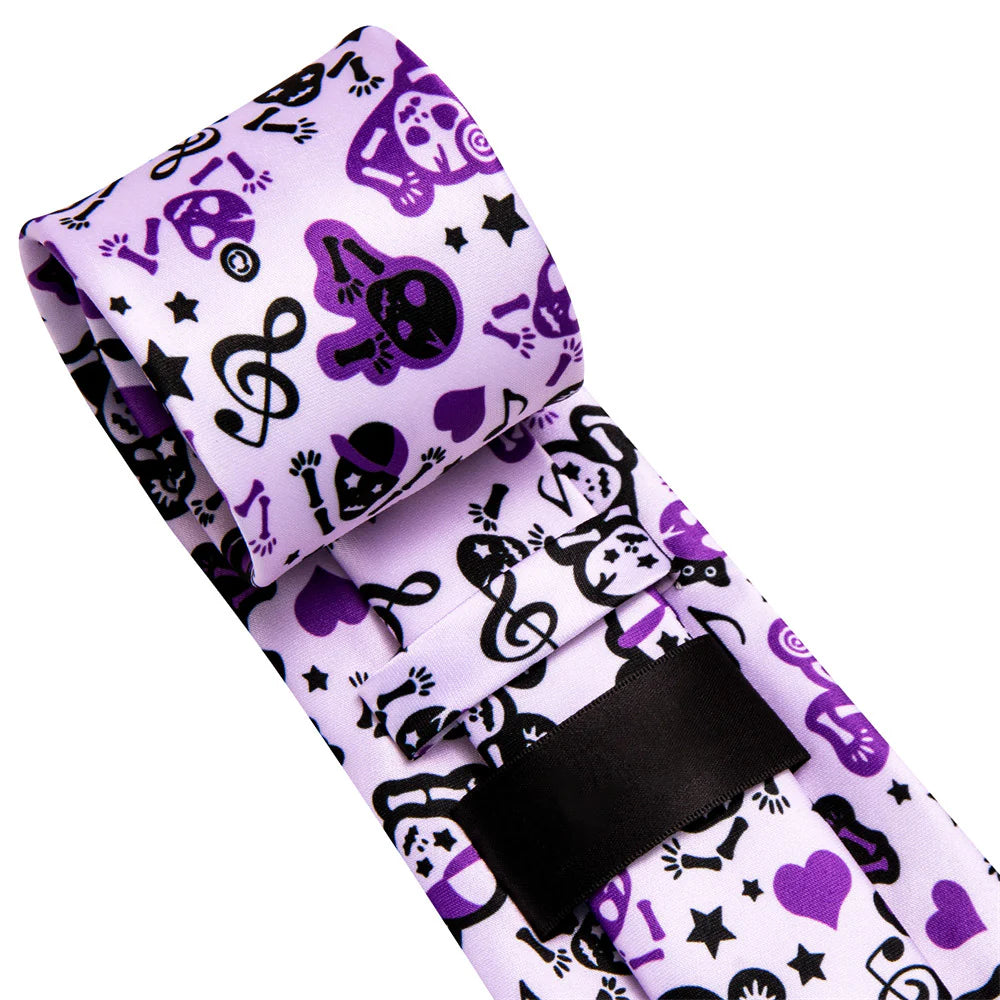 Skull and Music Notes In Purple Tie Set