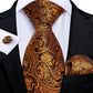 Luxury Copper Floral Silk Tie Set - Masculine Clothes