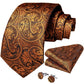Luxury Copper Floral Silk Tie Set - Masculine Clothes