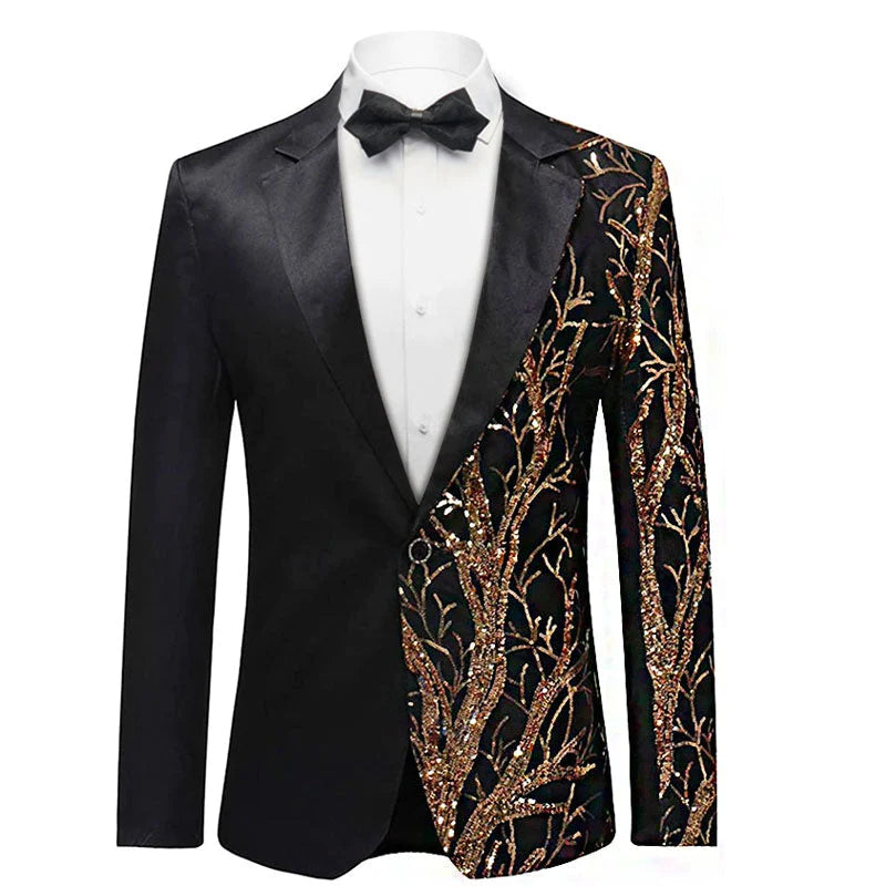 Gold Tree In Black Tuxedo Jacket