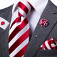 Red and White Stripes Tie Set with Brooch - Masculine Clothes