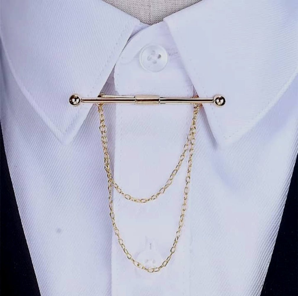 MC Gold Chain Collar Pin - Masculine Clothes
