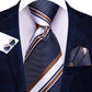 Brown Lines In Dark Gray Tie Set - Masculine Clothes