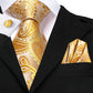 Golden Yellow Leaves Paisley Tie Set - Masculine Clothes