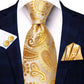 Golden Yellow Leaves Paisley Tie Set - Masculine Clothes